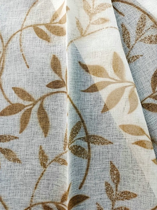 100% Polyester Good Quality Linen Looks Sheer Cortina Printed Windows Curtain Fa