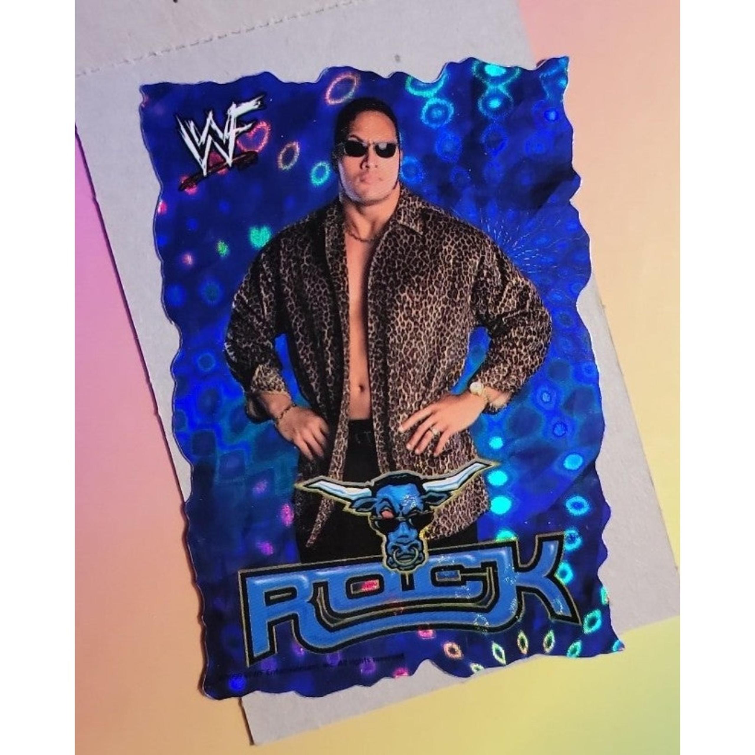 The Rock Dwayne Johnson 1999  WWF Wrestling vending sticker  die cut
