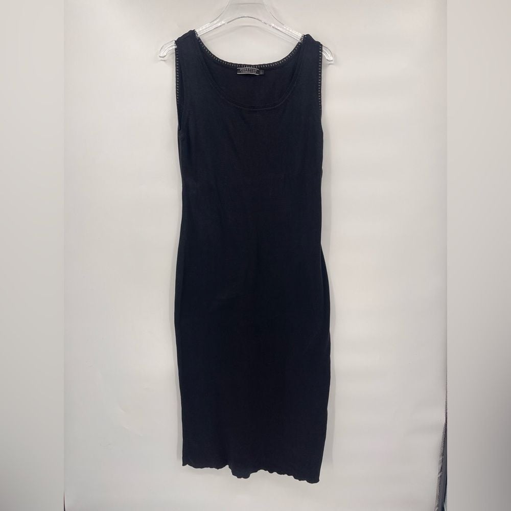 Peruvian Connection Black Sleeveless Tank Shift Dress Pima Cotton size large