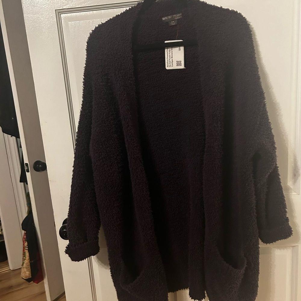 Barefoot dreams Deep purple cardigan oversized. NWOT small/medium pockets
