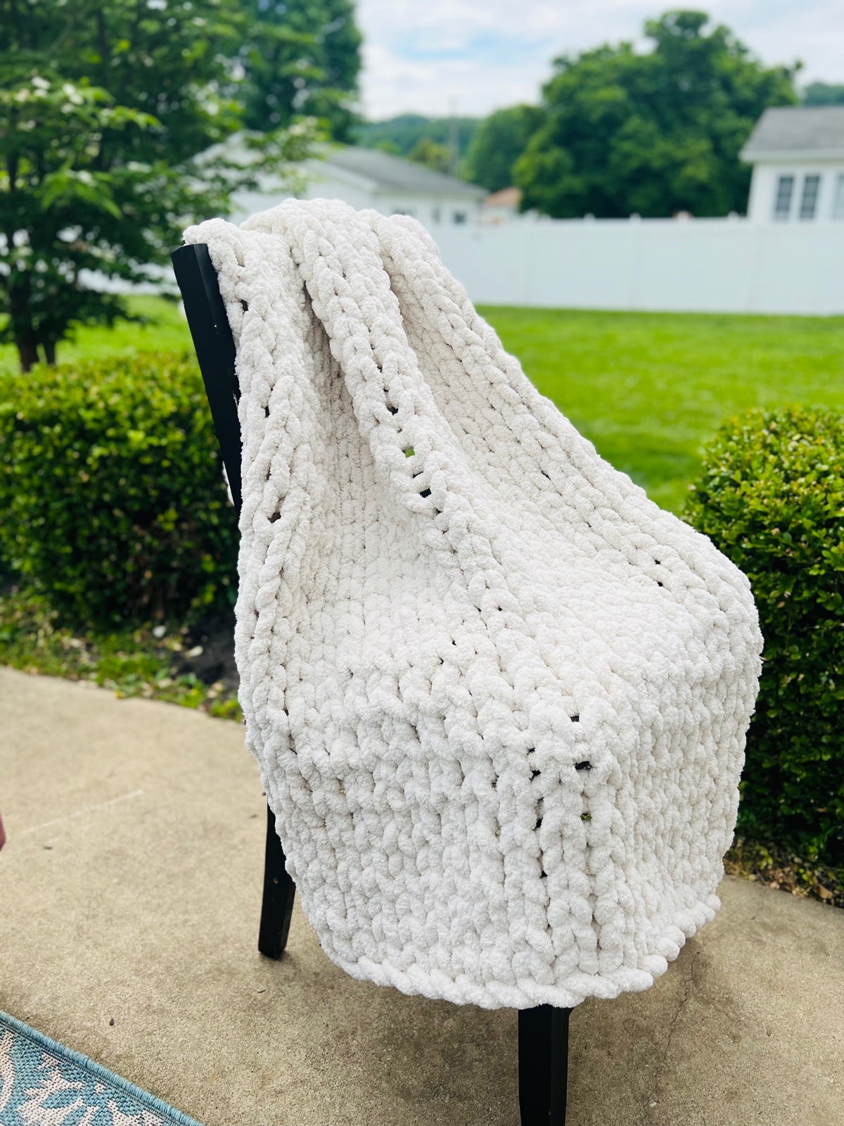 Linen colored Chunky Knit Blanket