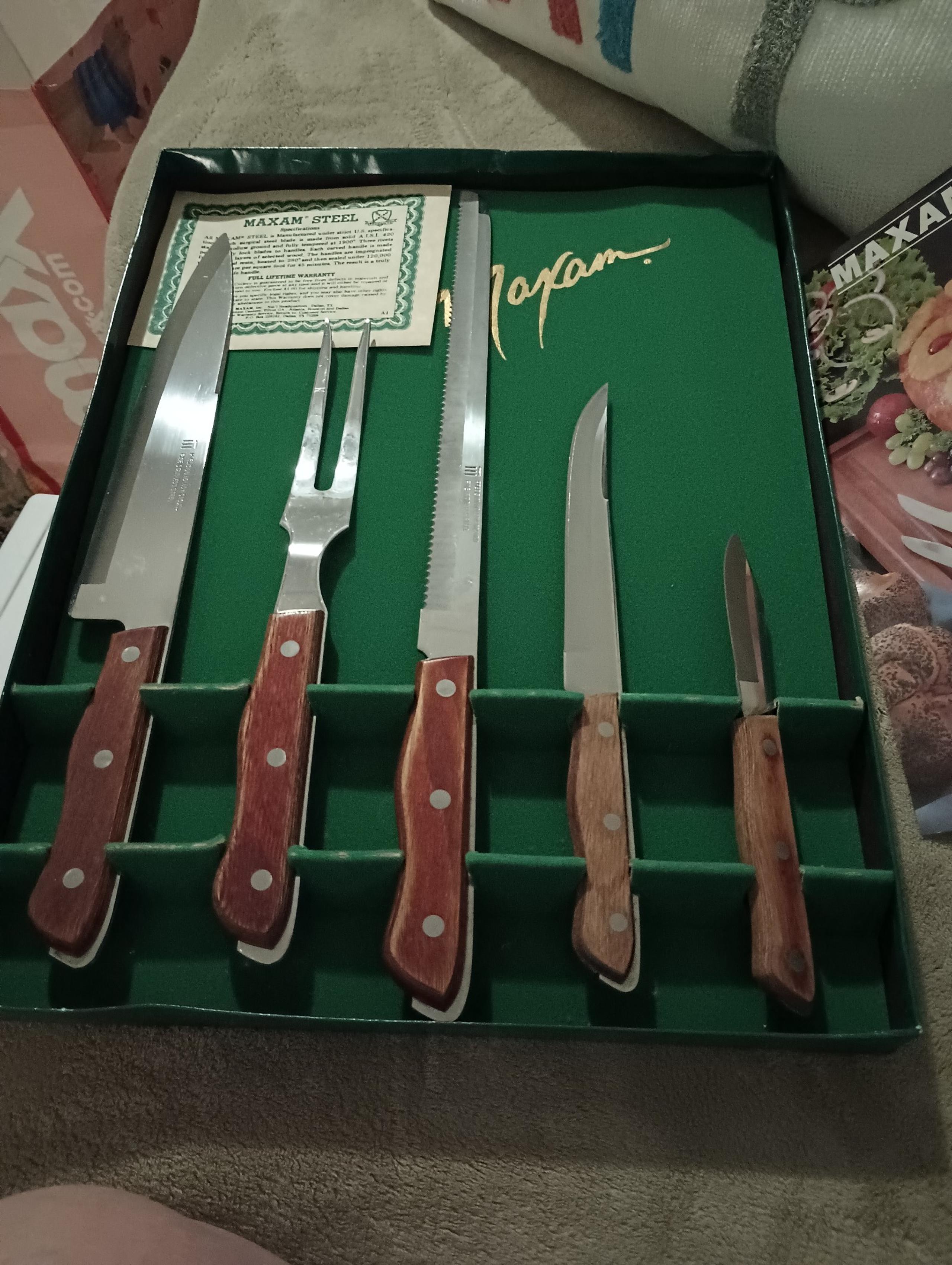 Vintage maxam steel 5 piece knife set