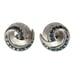 CROWN TRIFARI Silver Tone Blue Rhinestone Swirl Clip Earrings Mid Century