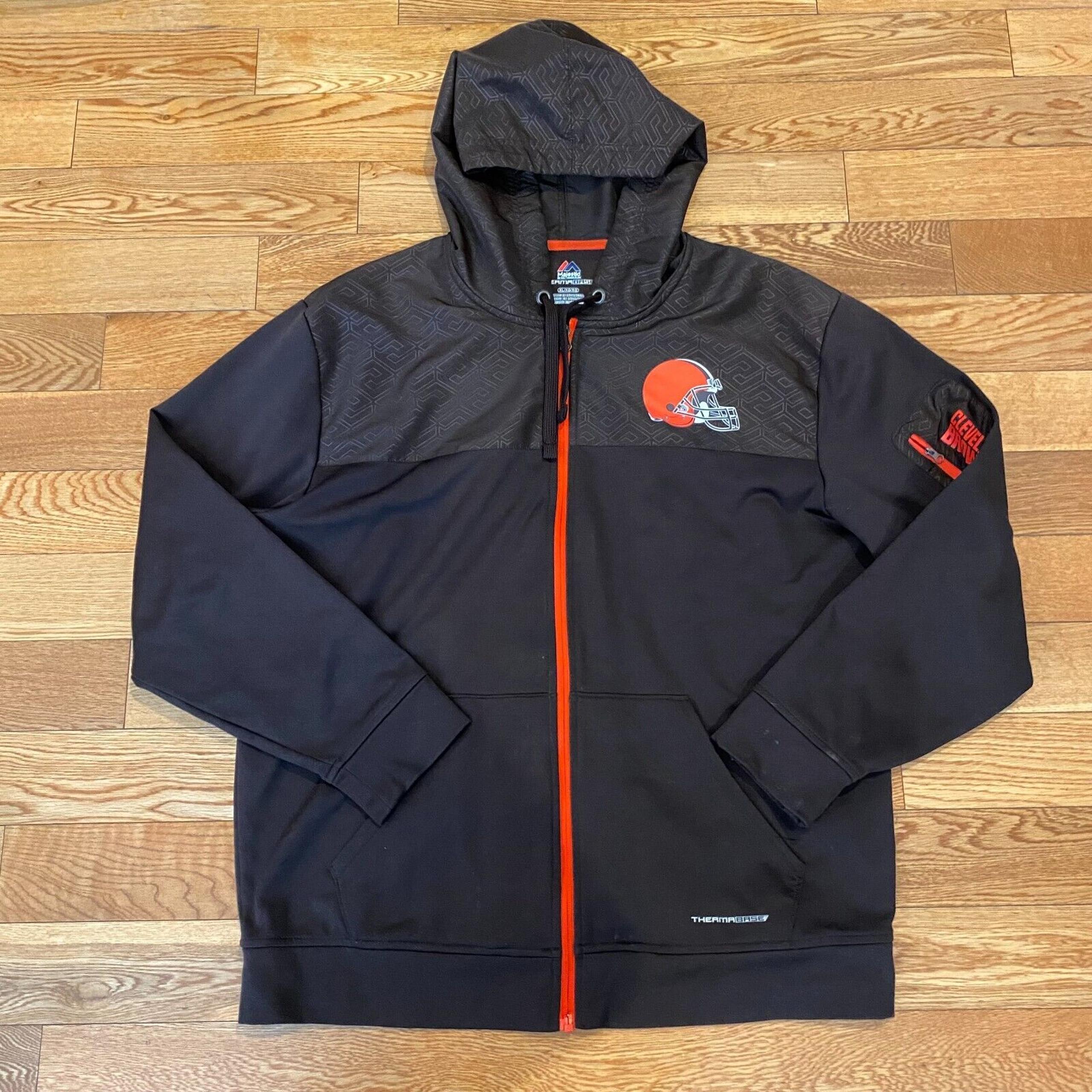 Mens Majestic Cleveland Browns Full Zip Thermabase Jacket NFL Apparel XL