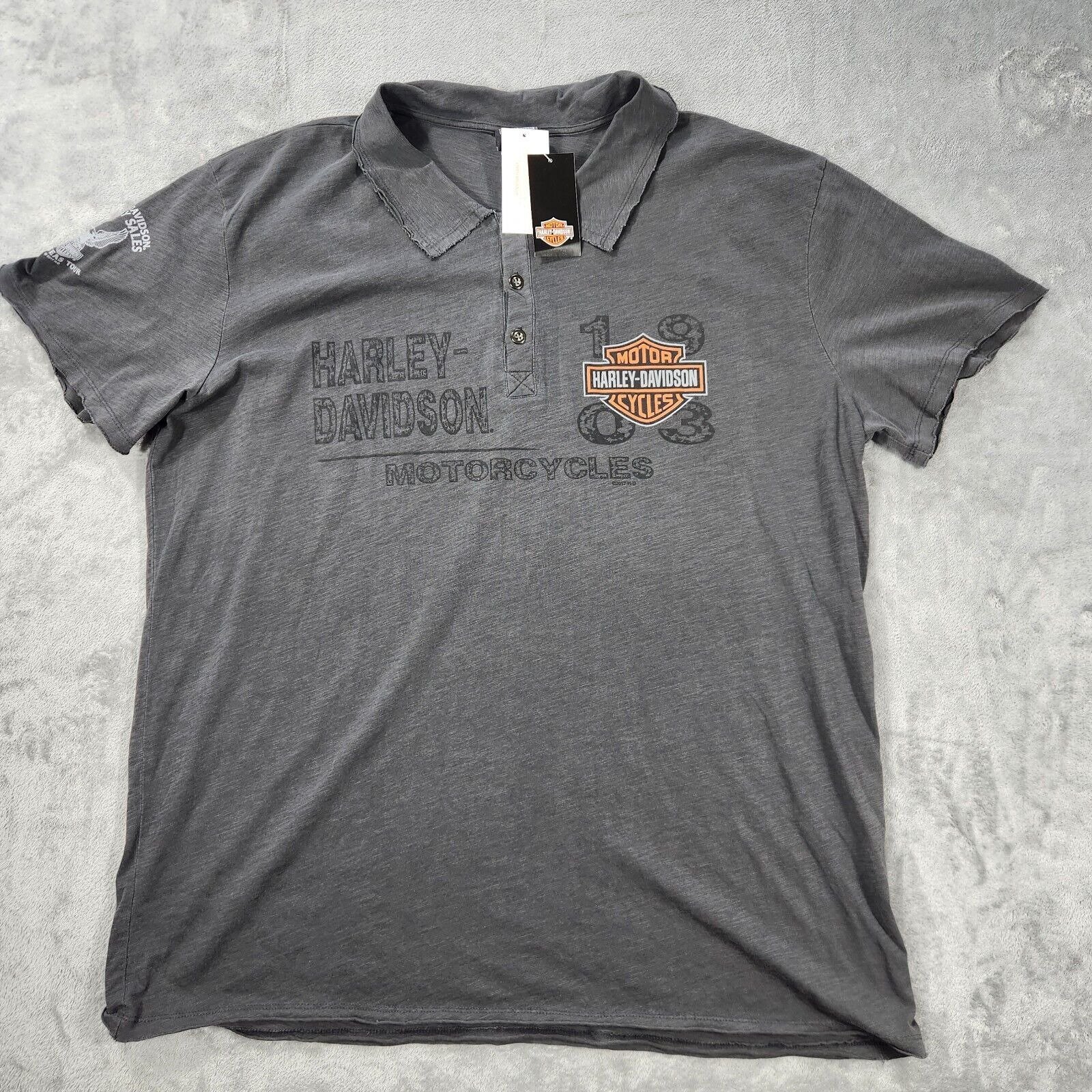 Harley Davidson Shirt Mens 2XL Military Overseas Tour Polo Veterans Special