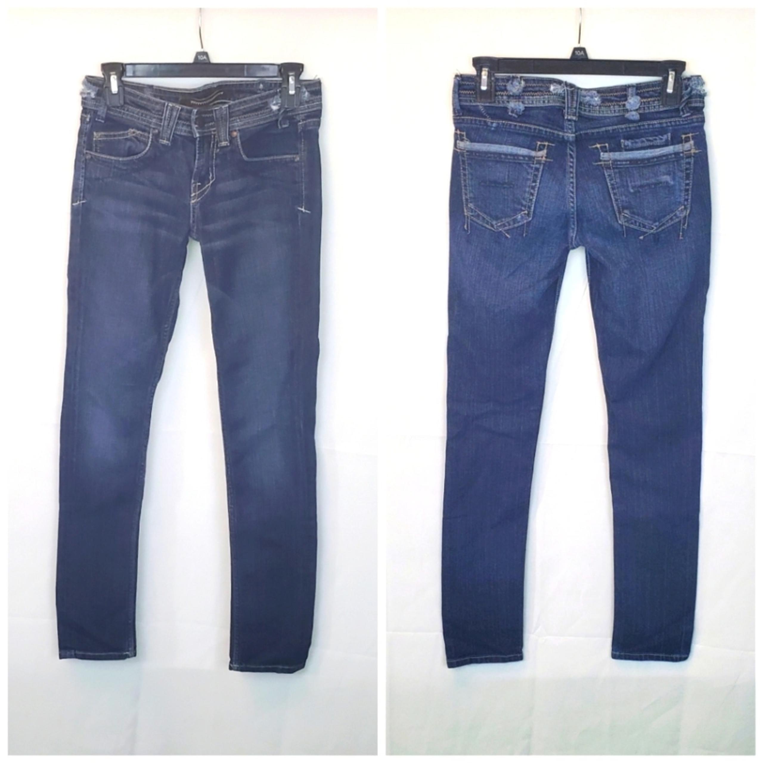 Yanuk Visionary Stitch Dark Wash Blue Jeans 25 LONG ~ Boho Casual Streetwear