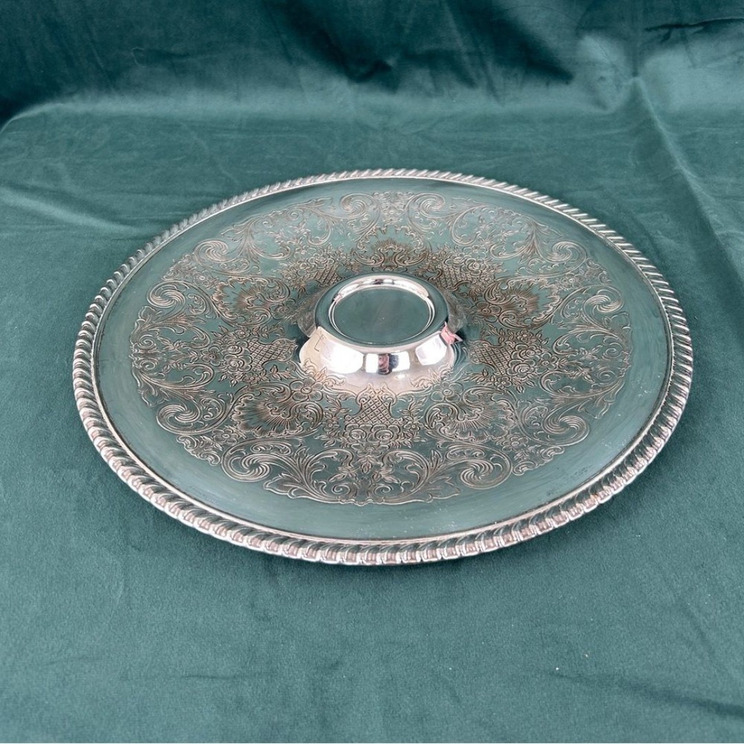Vintage WM Rogers Engraved Silver Plate Dip Tray