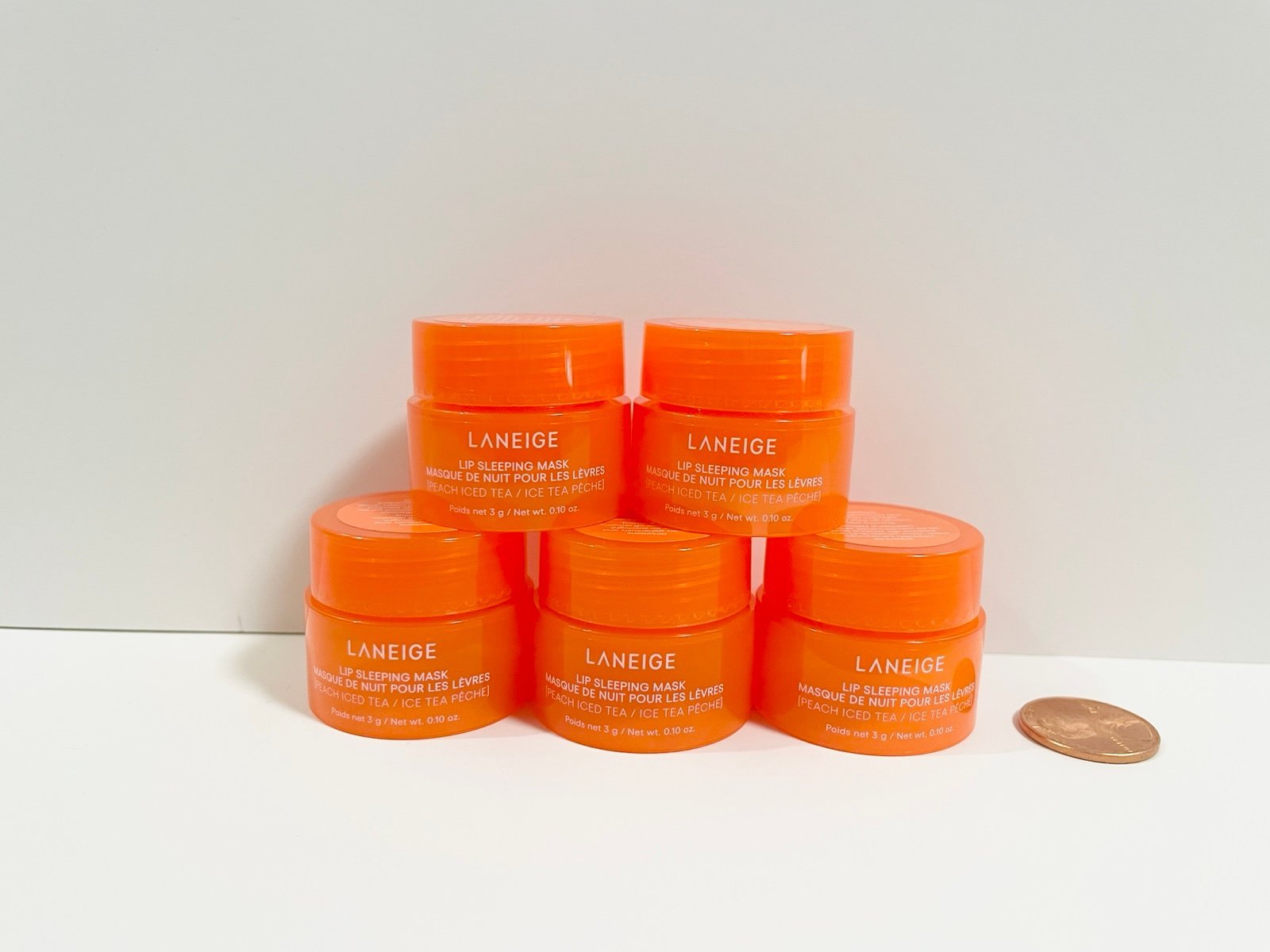 5 Laneige Lip Sleeping Mask Iced Peach Tea 3 g 0.1 oz Travel Mini - Limited Edit