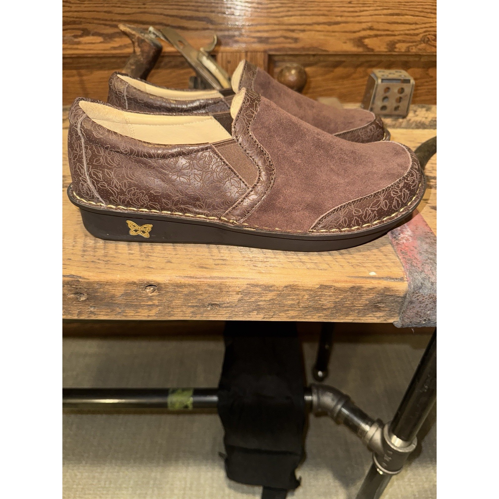 Alegria Leather Slip-On with Double Gore Brook Cocoa Imp-Brown Size 11.5