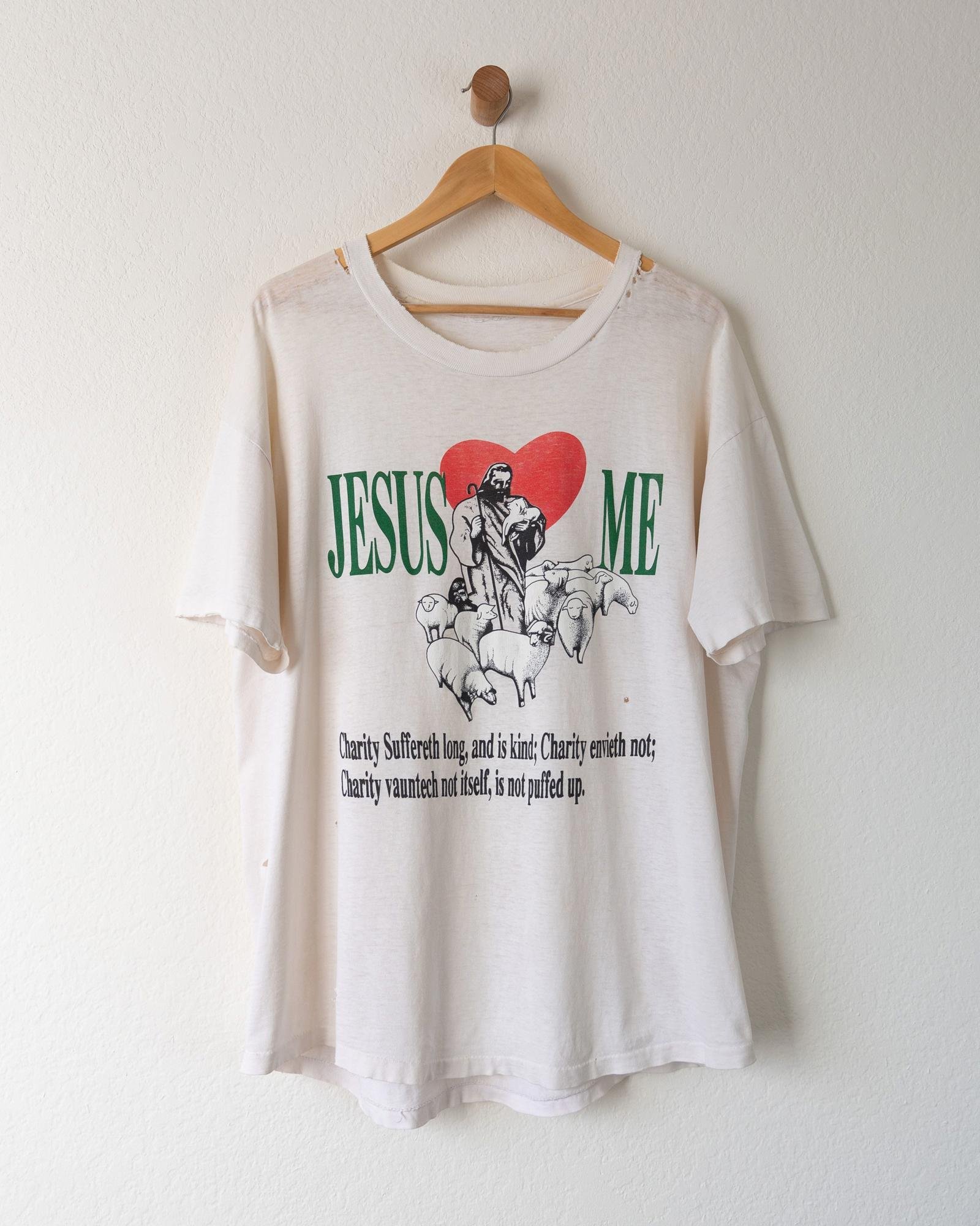 90s Vintage Jesus Loves Me Single Stitch T Shirt Distressed