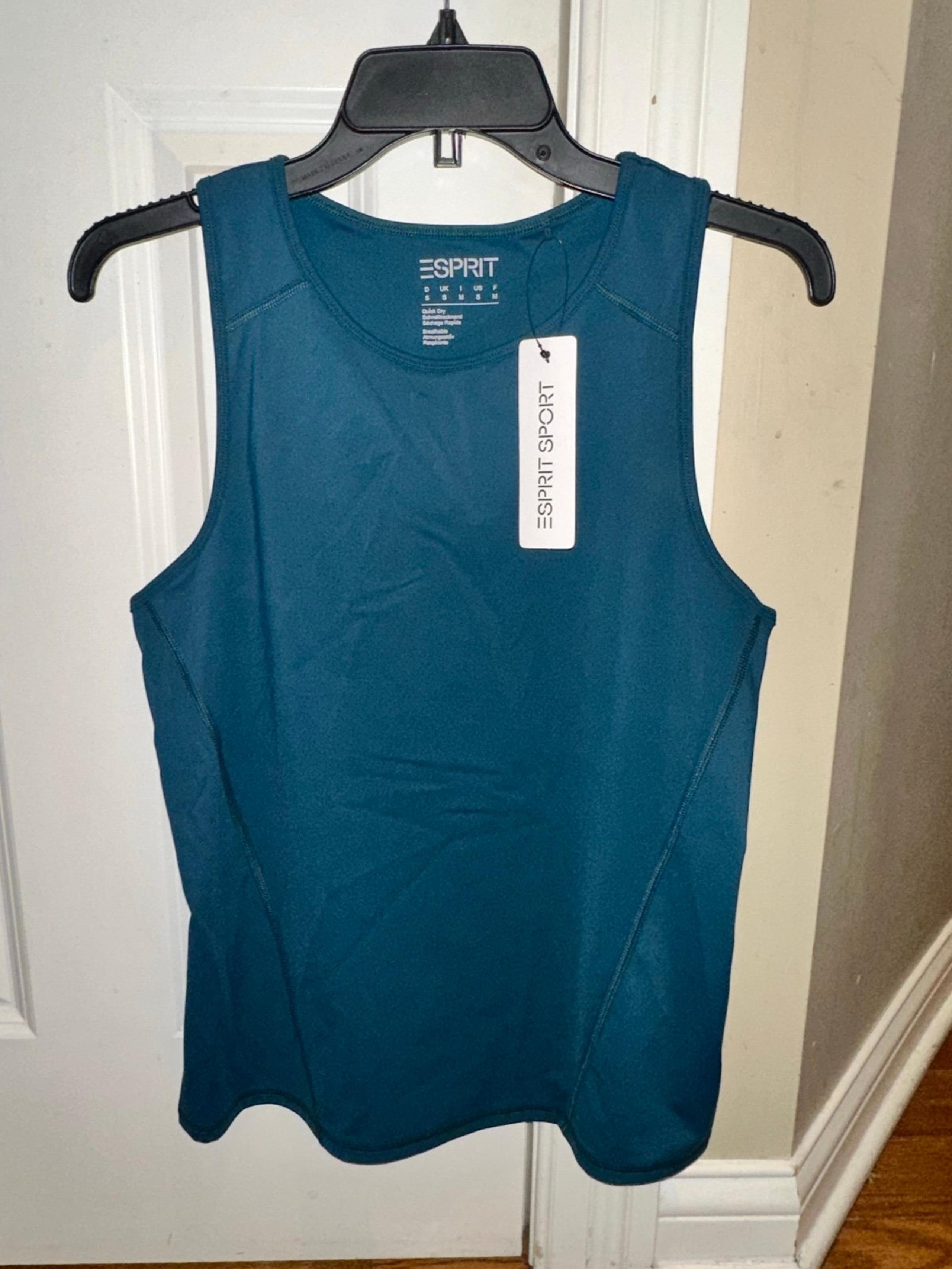 New Women’s ESPRIT SPORT Fitness gym TANK TOP - TEAL Blue small Retail $45
