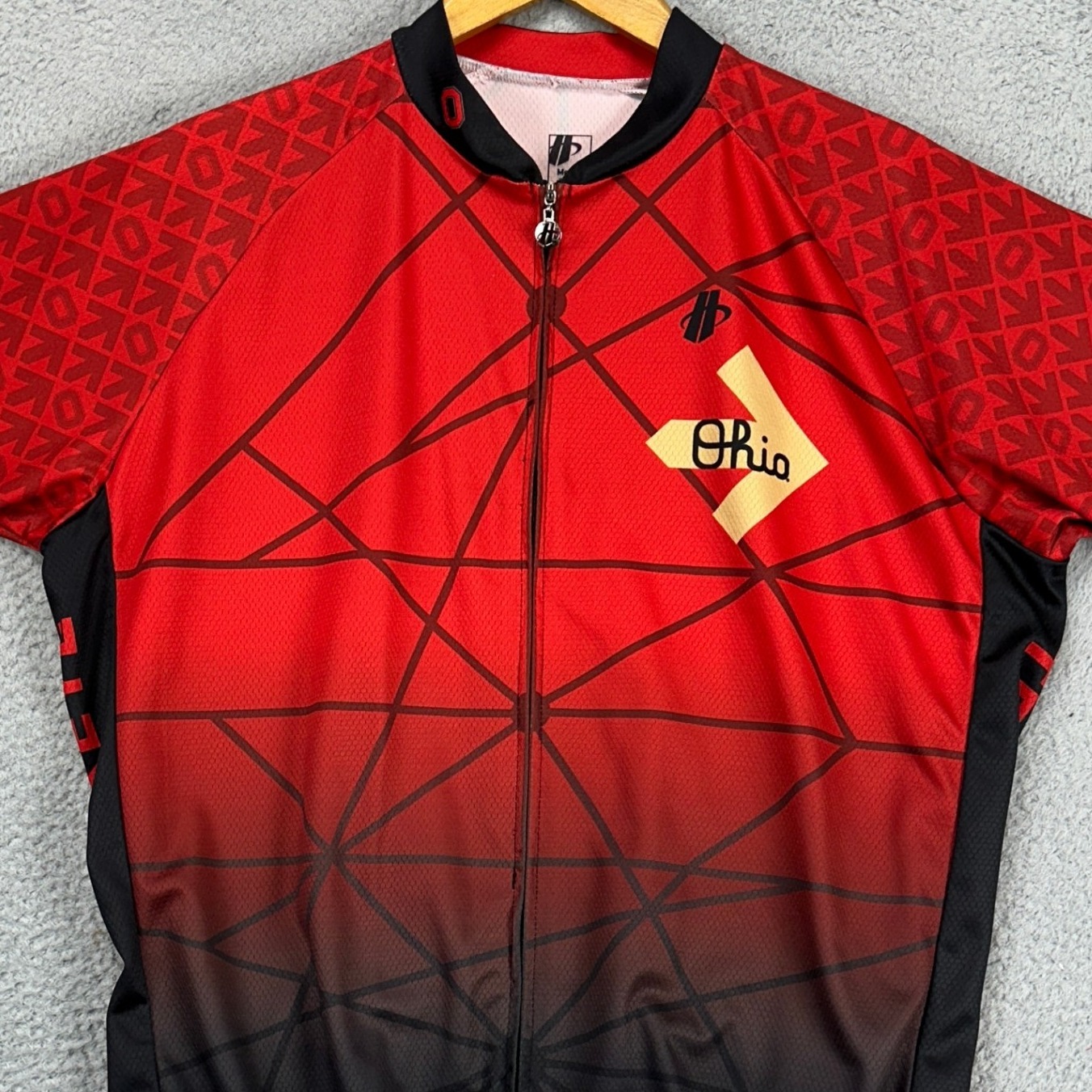 Ohio State Buckeyes Cycling Jersey Mens Large Red Black Ombre Full Zip Hincapie
