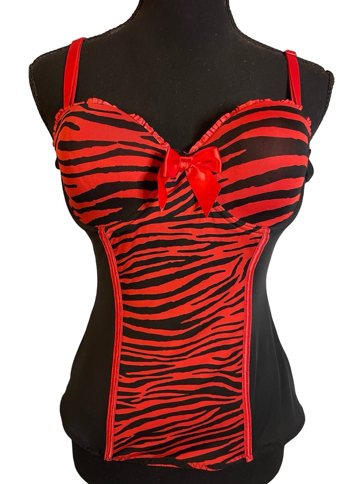 Morbid Threads Y2K Vintage Zebra Black Red mallgoth Corset Top