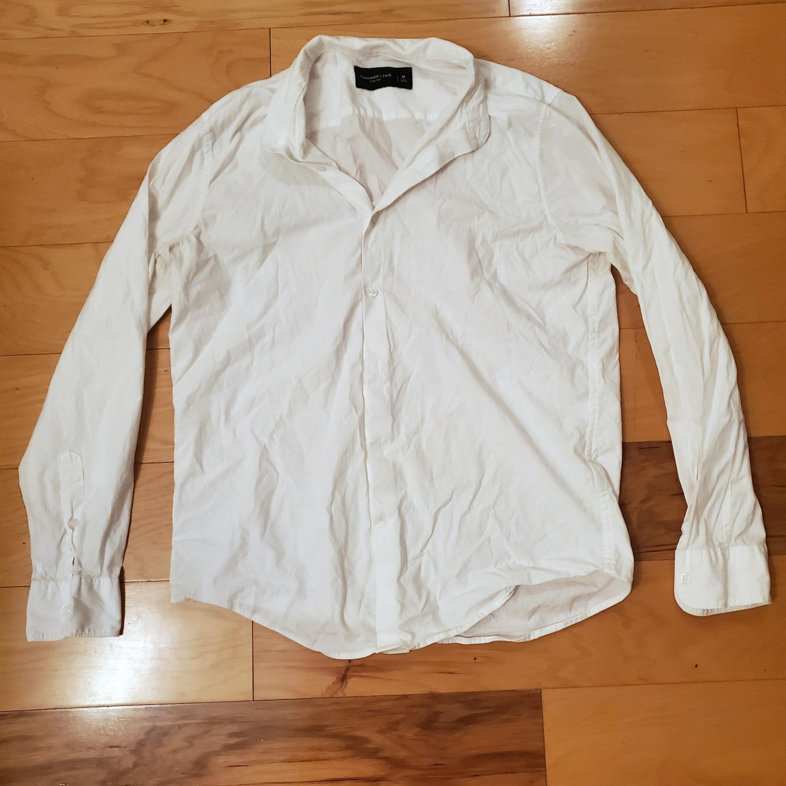 Abercrombie Fitch Stretch White Dress Shirt Men's Medium