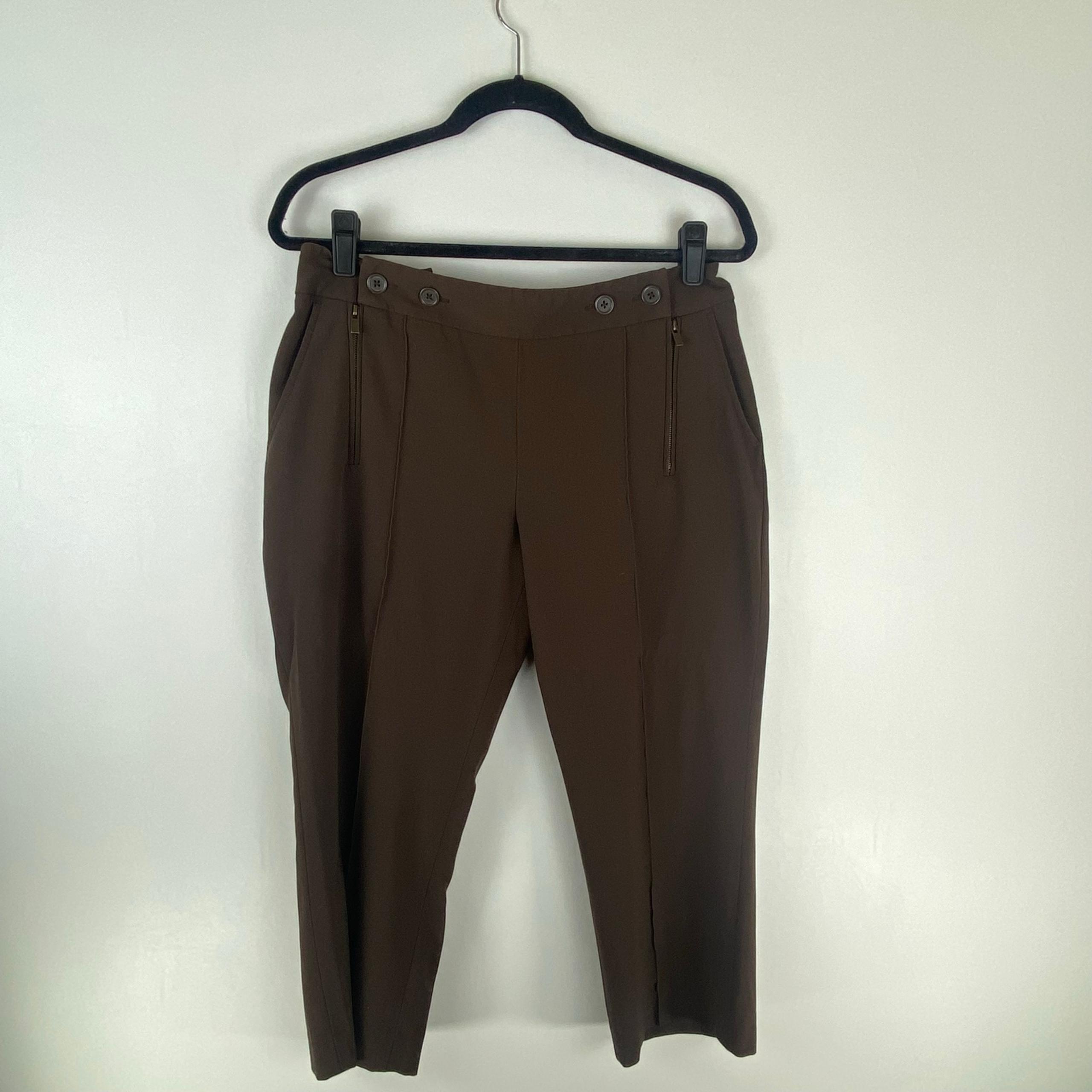 CATO Pants Womens 8 Chino Capri Mid Rise Button Zip Casual Pockets Brown
