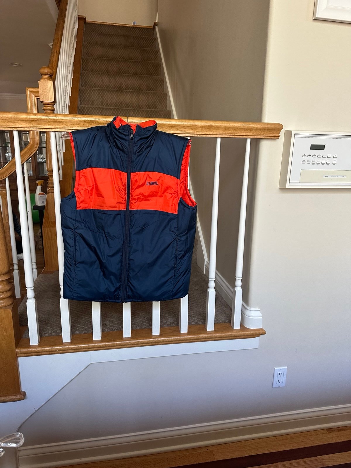 Columbia University of Illinois reversible puffer vest