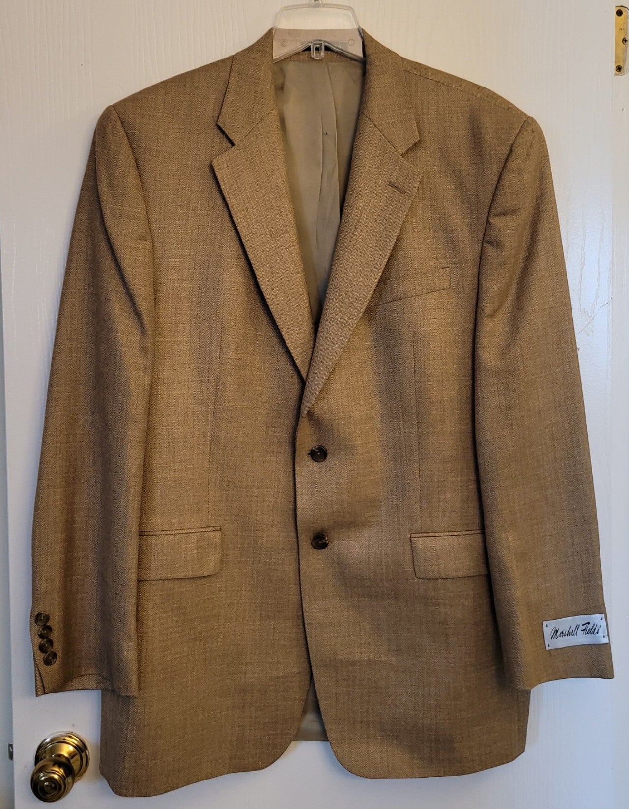 Marshall Field's Men's Wool Silk Linen Blend Tan Sport Coat Sport Jacket Blazer