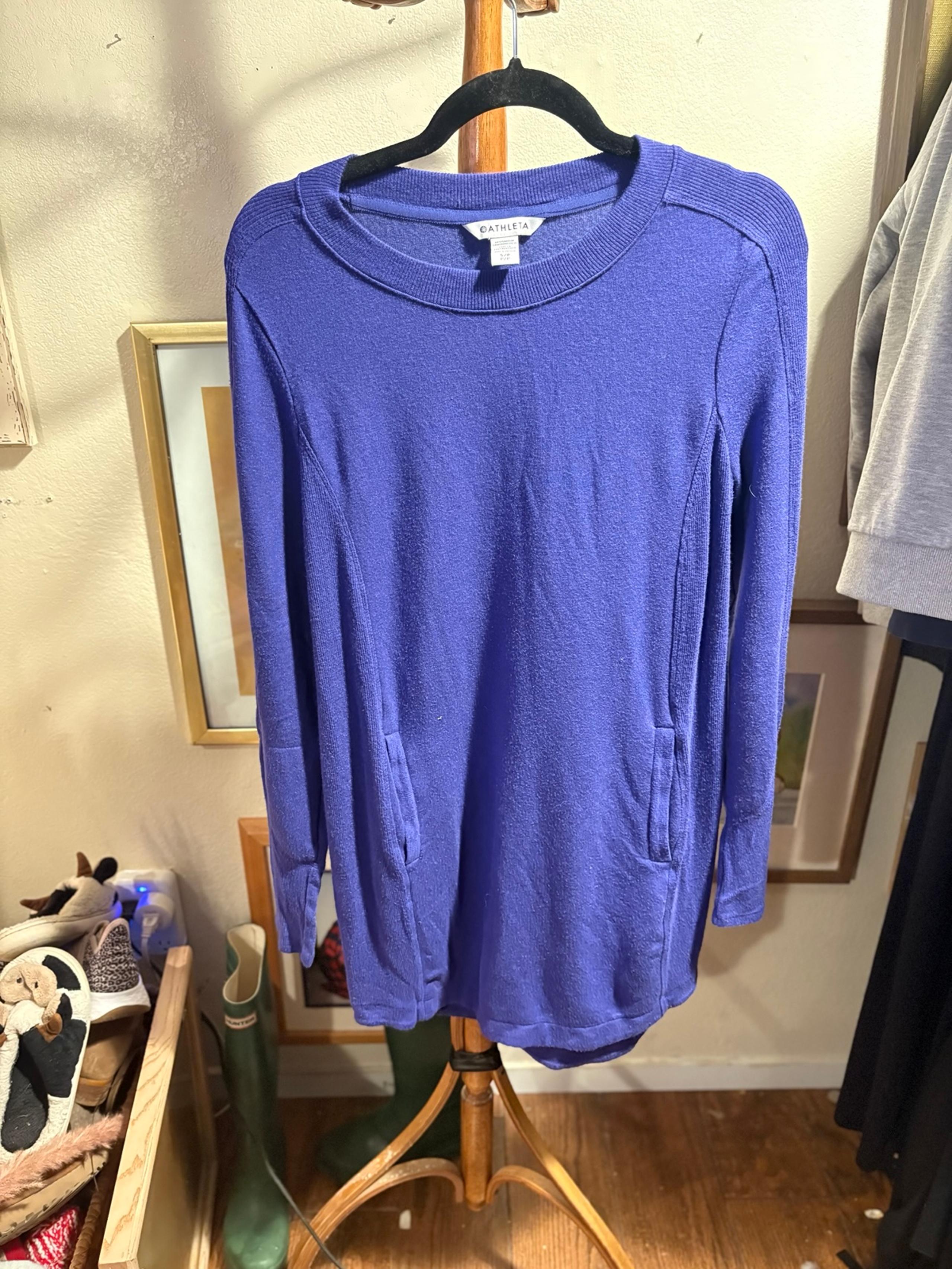 Athleta Women’s Noble Heather Blue Comfy, Soft Balance Dress (S/P)