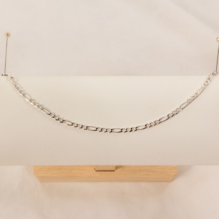 VTG 925 Sterling Silver Bracelet 7in Flat Figaro Chain 3mm Milor Italy 2.5g