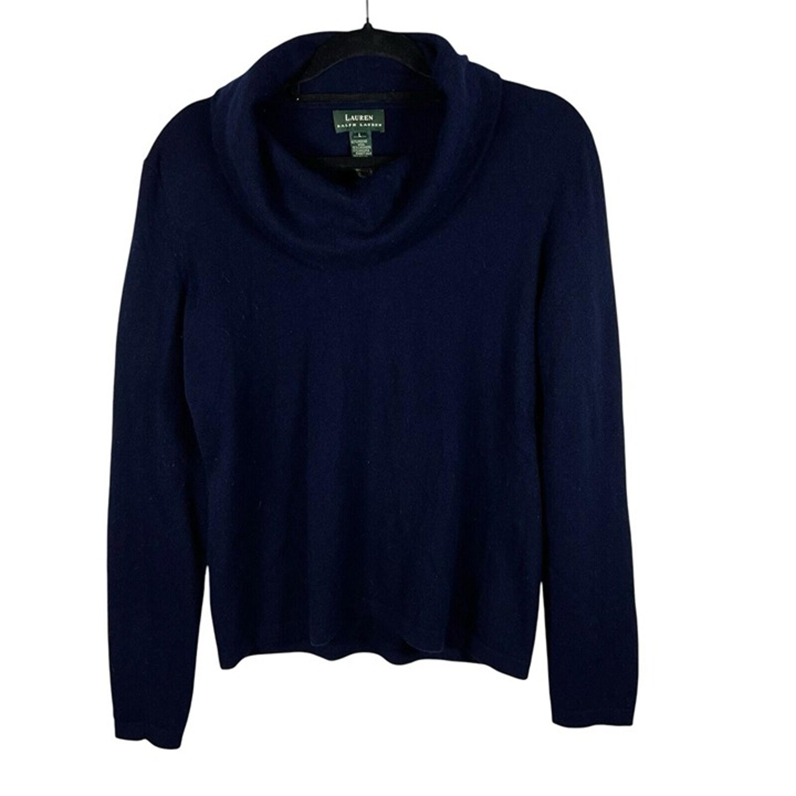 Lauren Ralph Lauren Merino Wool Cashmere Angora Rabbit Sweater Size L Blue Soft