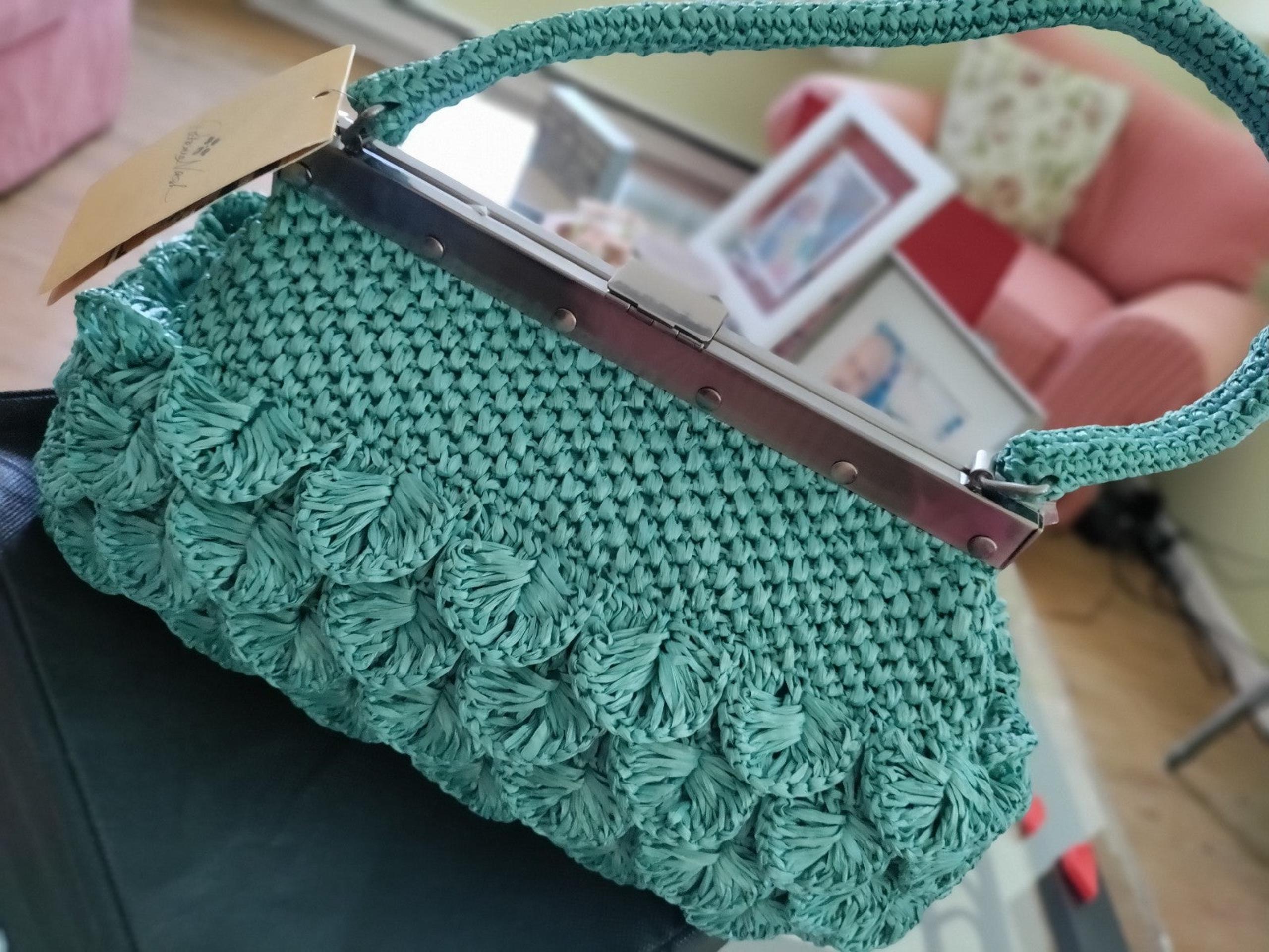 Patricia Nash Ferrara Frame Satchel Scalloped Raffia Large