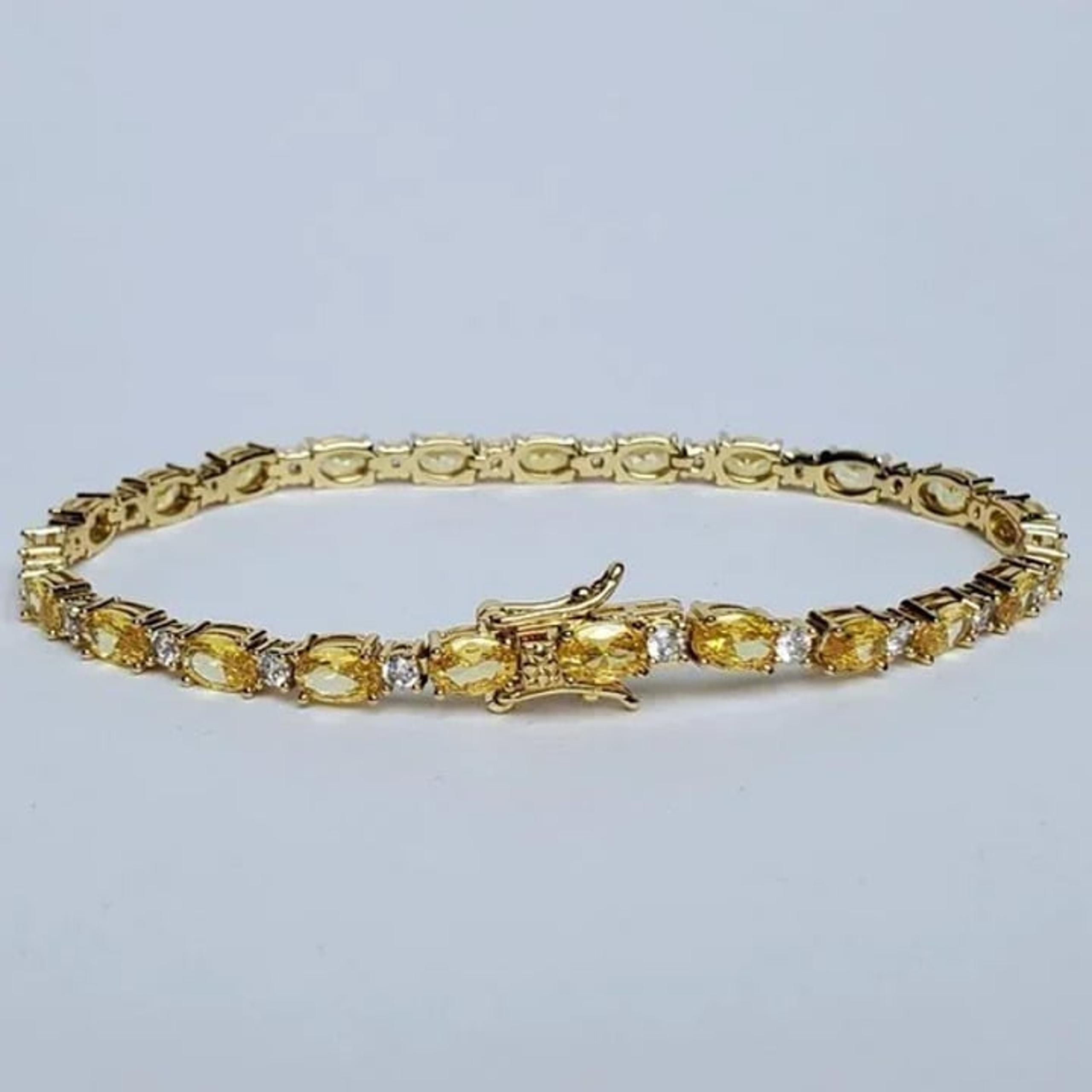 14K Gold 8" Womens 1ct Diamond 2ct Yellow Sapphire Gemstone Tennis Bracelet NEW