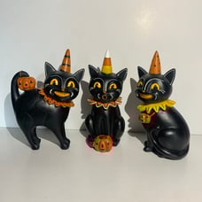 Johanna Parker Transpac Black Cat Jack Trio Halloween Figures Set Of 3 Cats