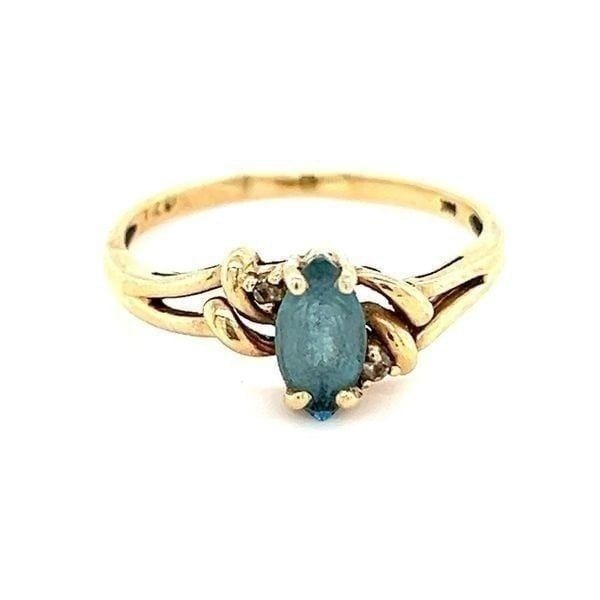 10k Marquis Topaz/Diamonds Ring