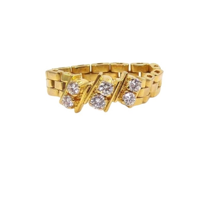 Solid 18K Yellow Gold 0.36 TCW Natural Diamond Panther Flexible Ring Size 5.75