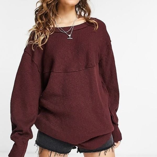 Free People We the Free Volume Sleeve Sweatshirt M