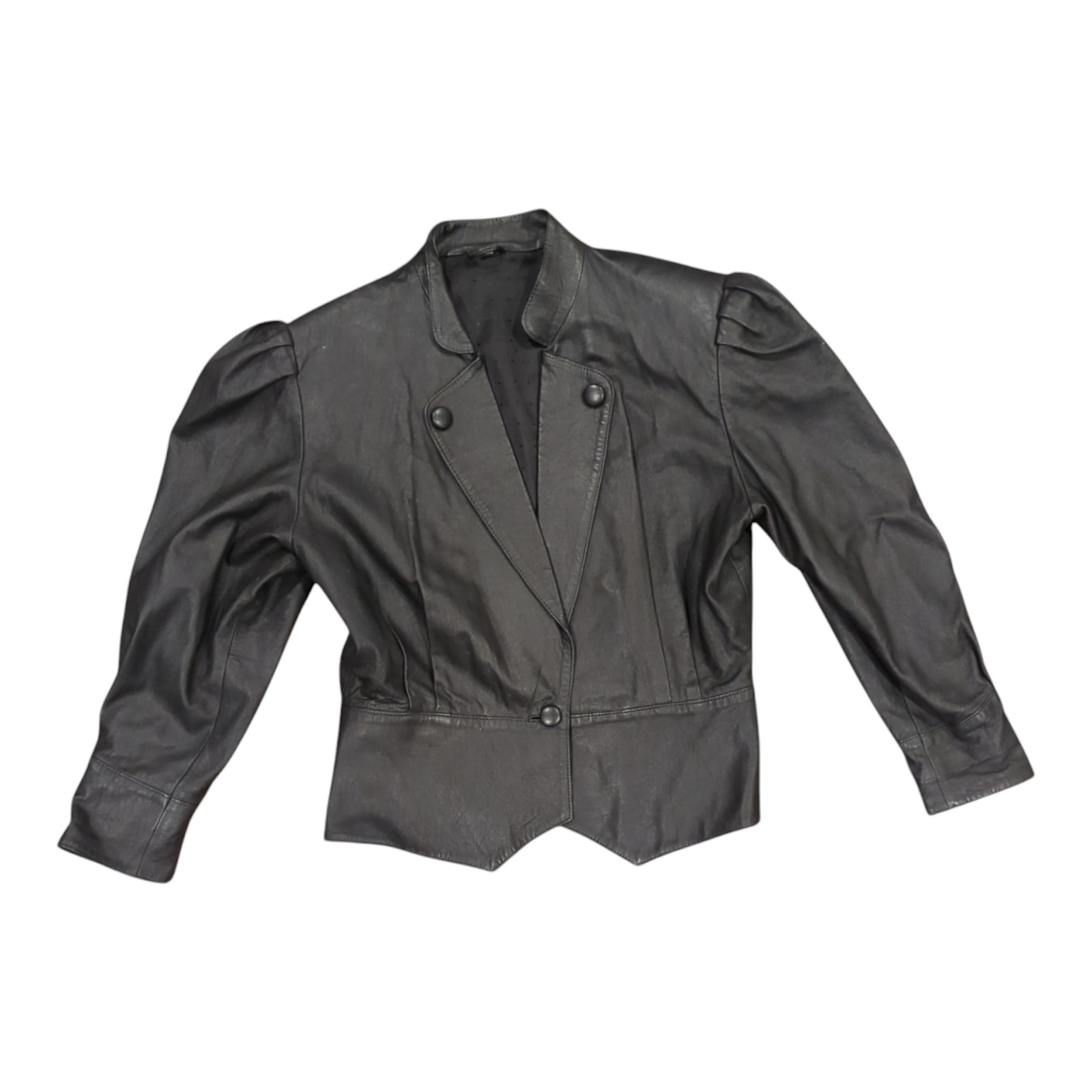 Vtg 80s 90s Jacket Bomber Leather Sz L-XL Retro Echtes Leder Shoulder Pad Sz 42