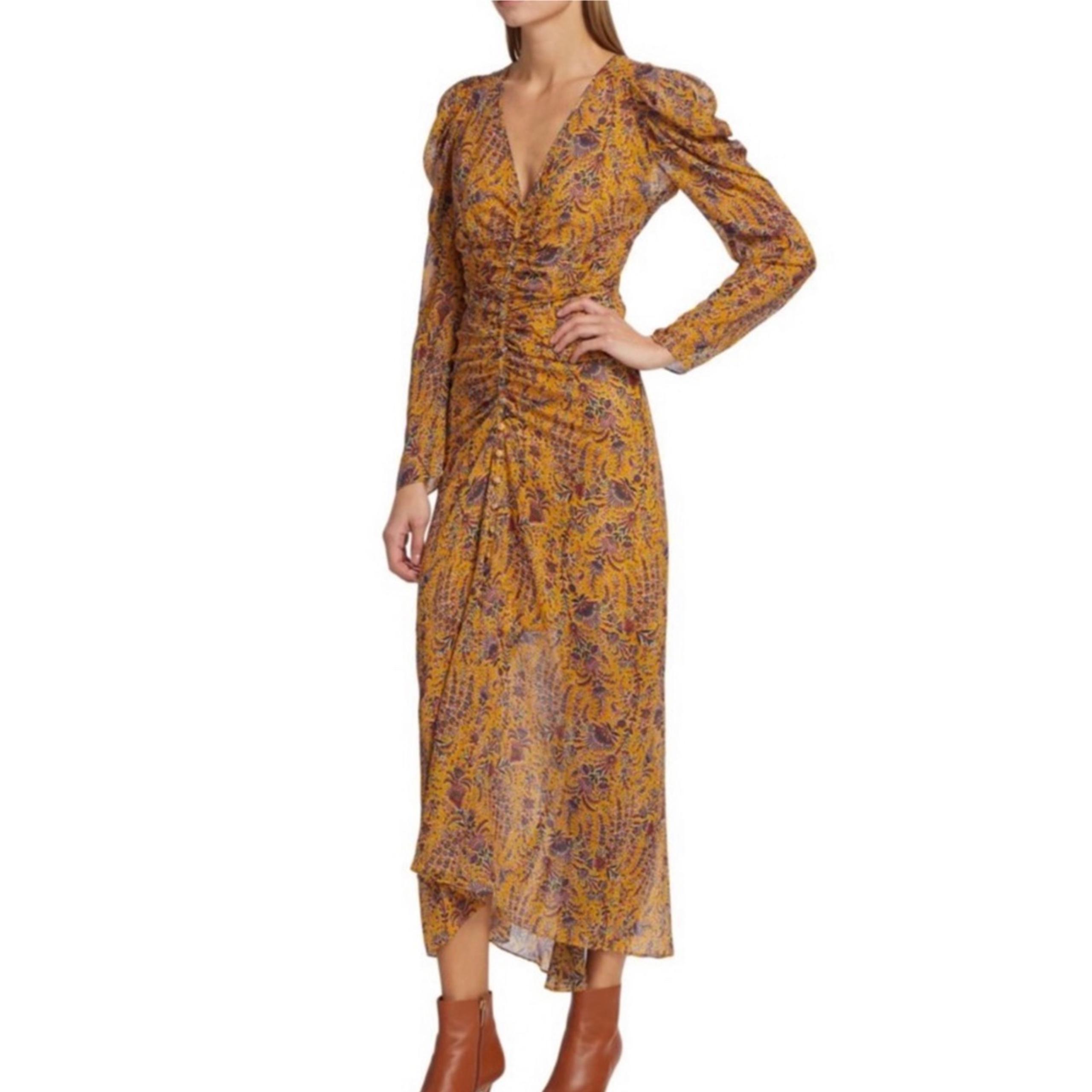 VERONICA BEARD Ferrara Floral Silk Midi-Dress Sz 8