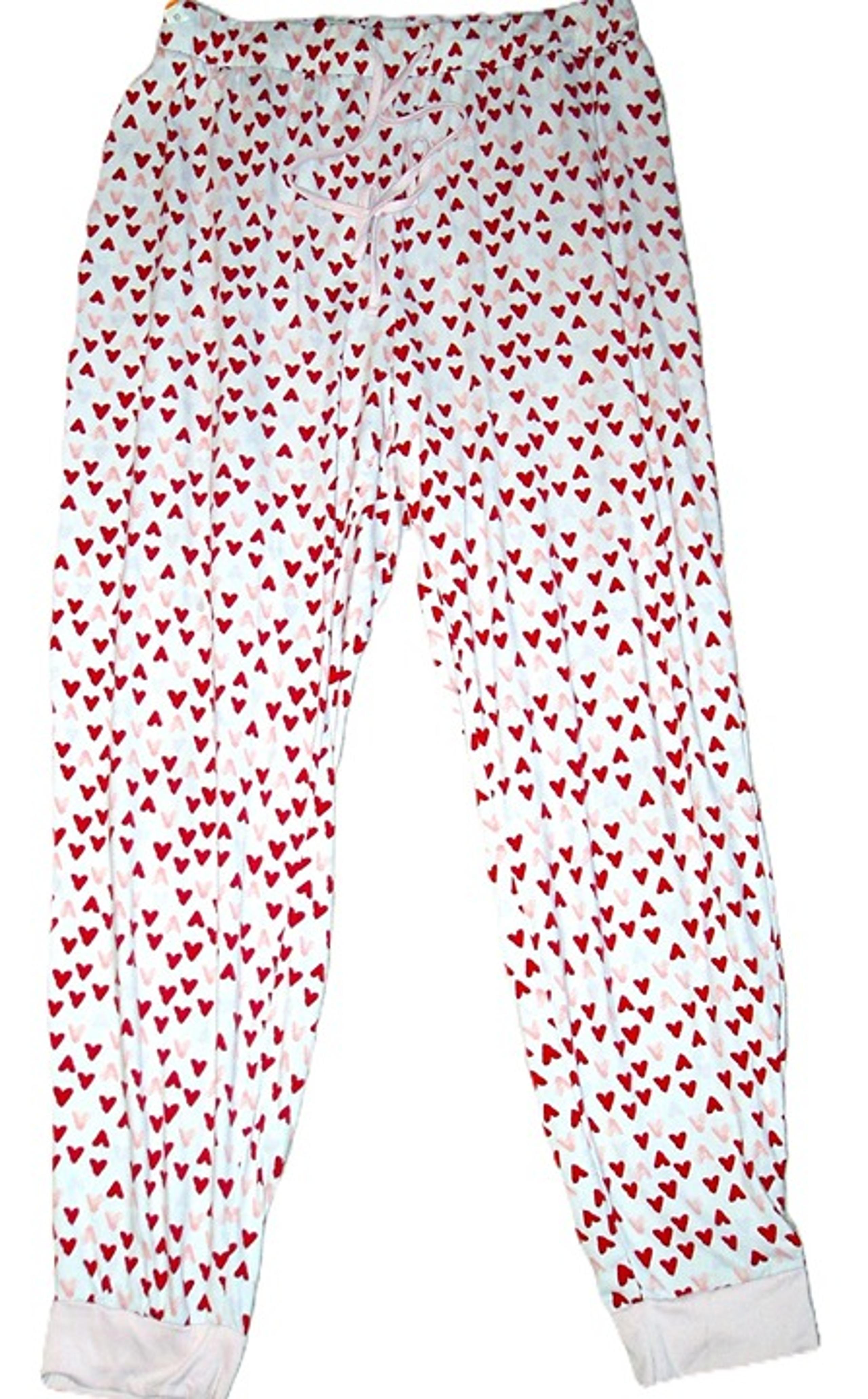Women's RAE DUNN RED/PINK LIGHTWEIGHT HEART PAJAMA / LOUNGEWEAR BOTTOMS Size L