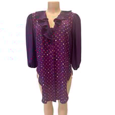 Diane Freis Women's Vintage Polka Dot Blouse Ruffle Detail Size M/L