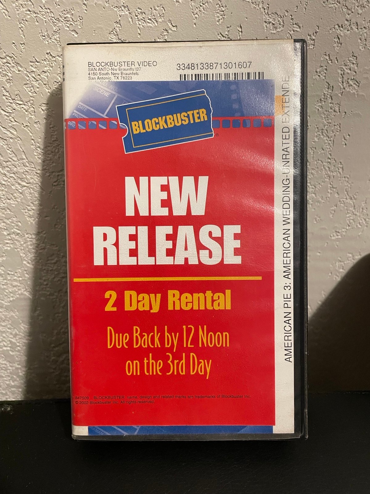 Blockbuster Rental American Pie 3-American Wedding Unrated Ex.VHS Clamshell Case
