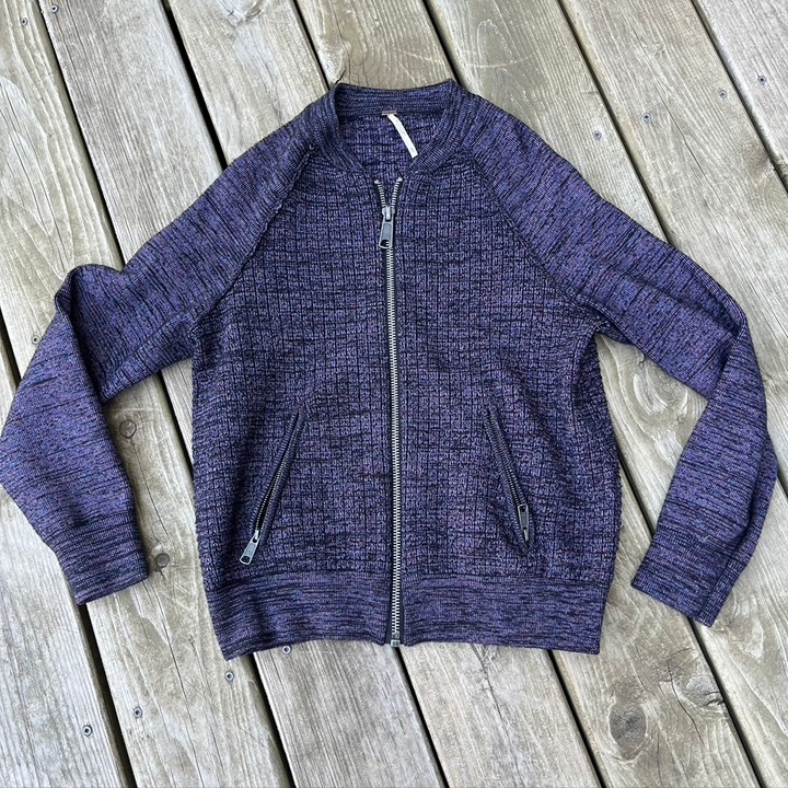 Free People zip up varsity sweater jacket Purple Blue XS