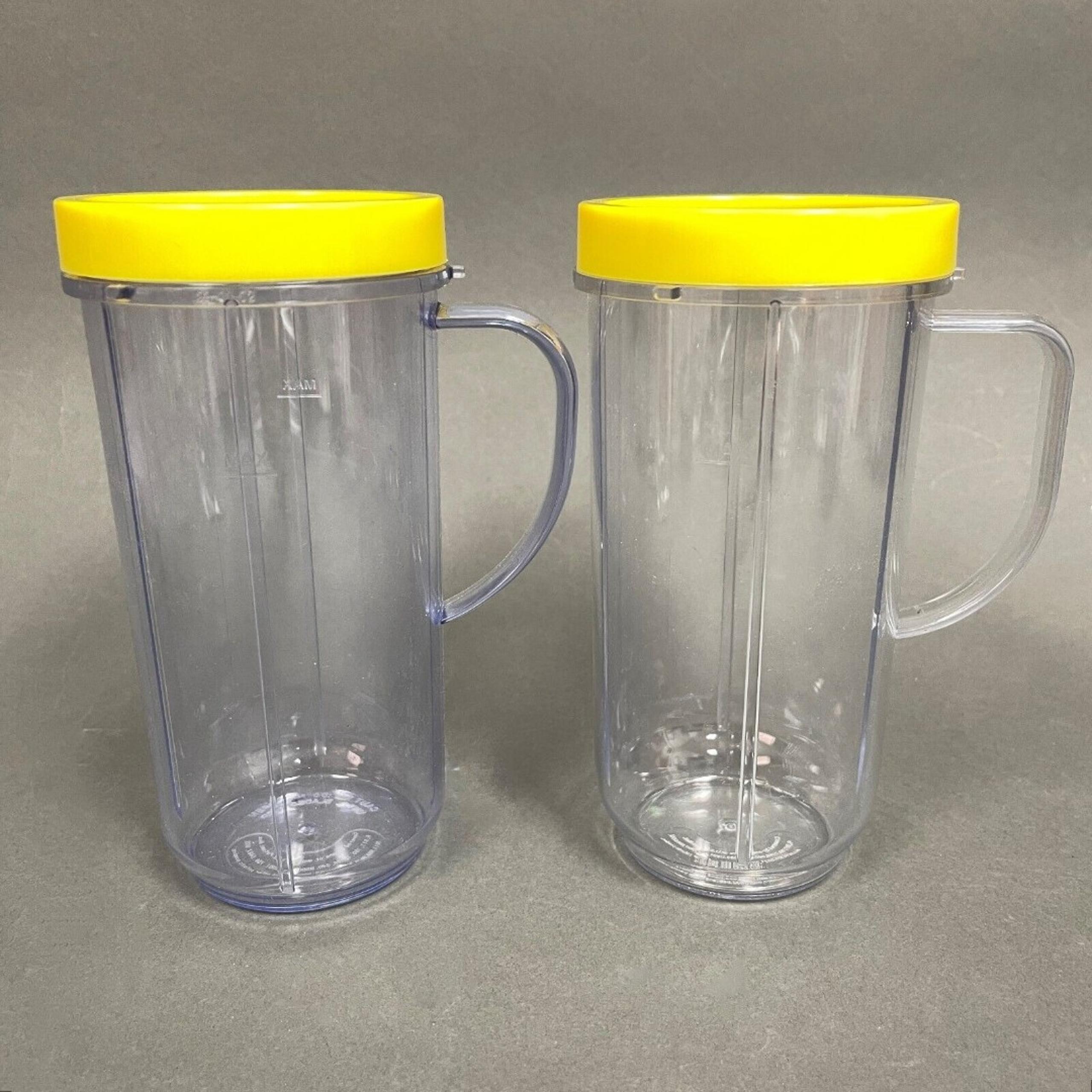 Magic Bullet Cups Party Replacement Mugs with Yellow Comfort Lip Rings Lot of 2