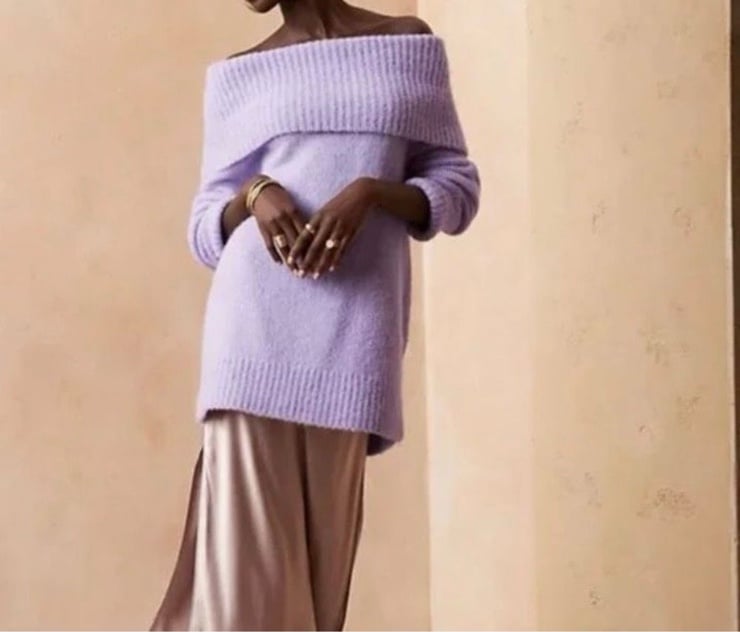 Banana Republic Lilac Purple Cowl Neck Alpaca Blend Sweater