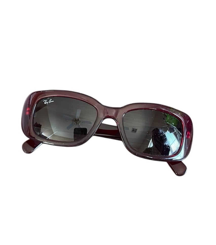Ray-Ban Sunglasses Red Rectangular Frames Jackie O