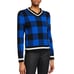 Rag & Bone Gabby Buffalo Check V-Neck Pullover Sweater Blue/Black S