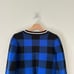 Rag & Bone Gabby Buffalo Check V-Neck Pullover Sweater Blue/Black S