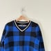 Rag & Bone Gabby Buffalo Check V-Neck Pullover Sweater Blue/Black S