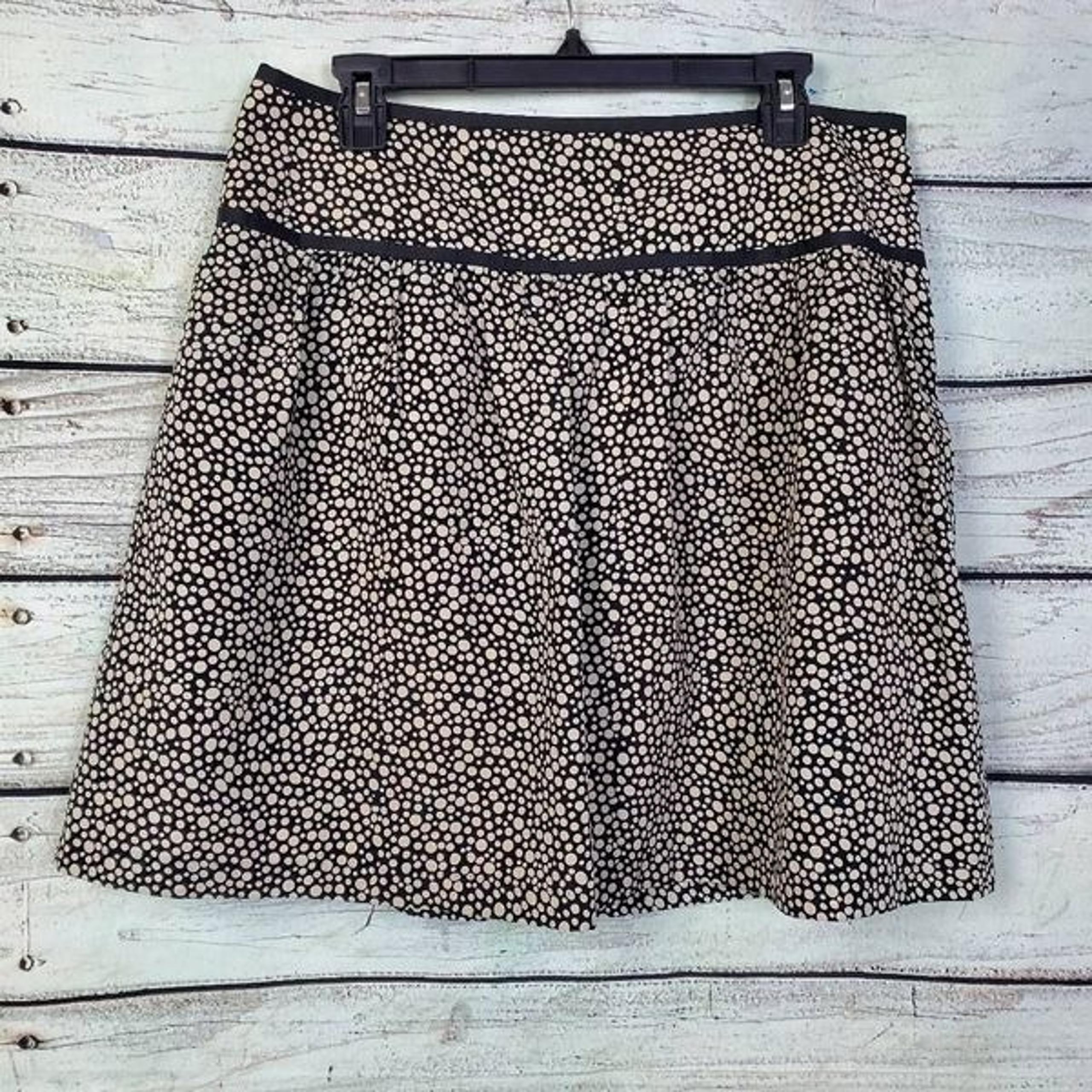 The Limited Women's A-Line Skirt Black White Polka Dot Size 12 Lined Polyester R