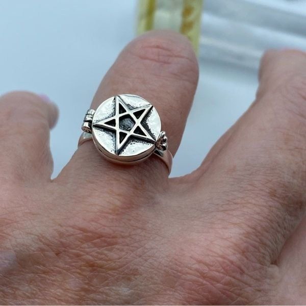 Pentagram Sterling Silver Poison Ring