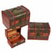 3 Wooden Treasure Box Chests (Keepsake Boxes) with Flower Motif (Jewelry antique