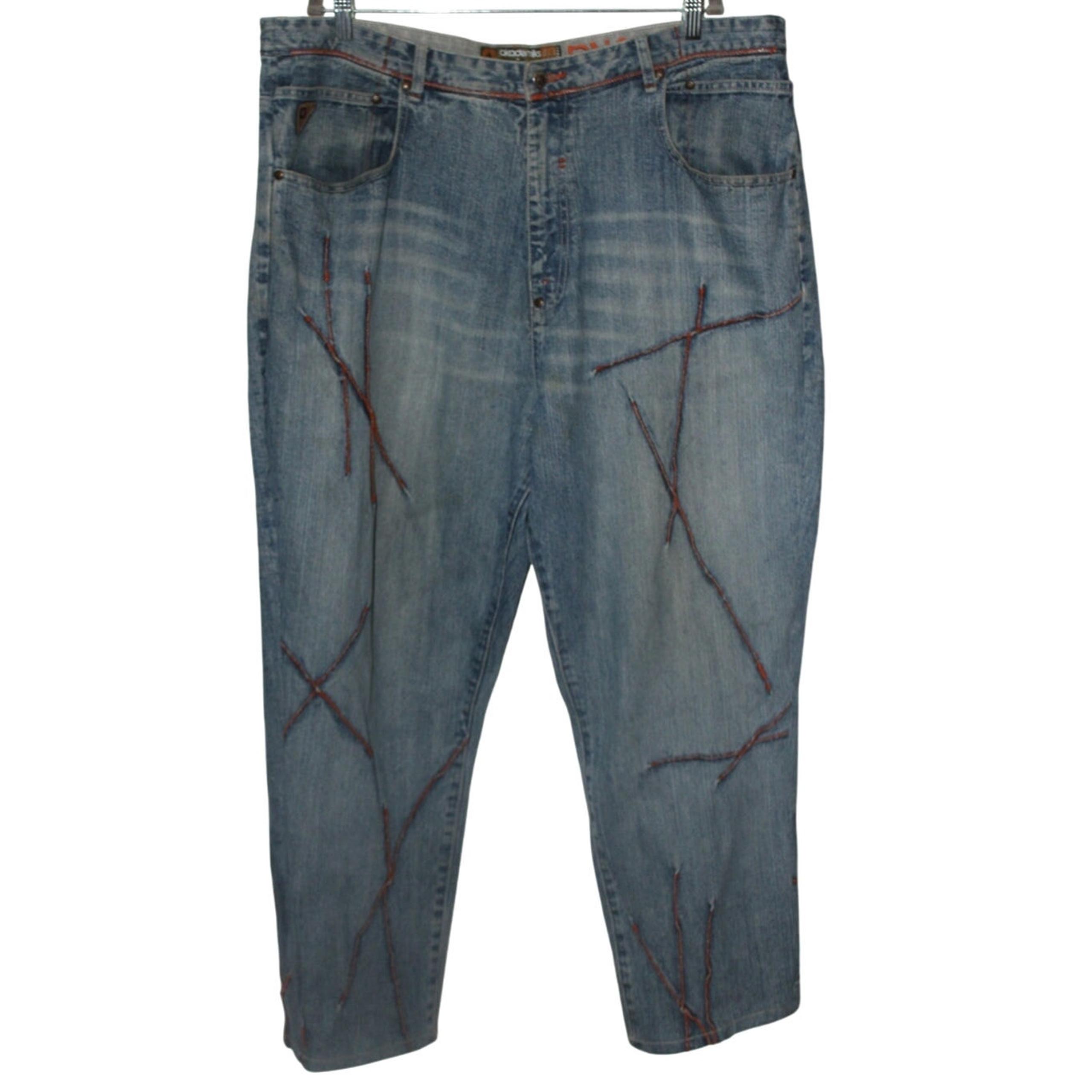 Akademiks Vintage Y2K Embroidered Wide Leg Jeans Men's 40
