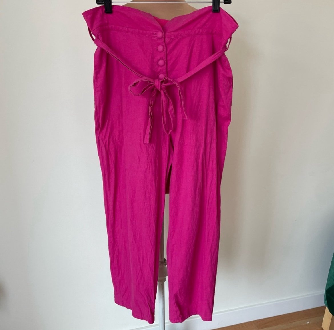 Lovers and Friends Linen Blend Paper Bag High Rise Magenta Pink Calvin Pants XL