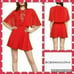 BCBG MaxAzria Lace-Insert Capelet Dress Red Size 10