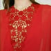 BCBG MaxAzria Lace-Insert Capelet Dress Red Size 10