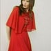 BCBG MaxAzria Lace-Insert Capelet Dress Red Size 10